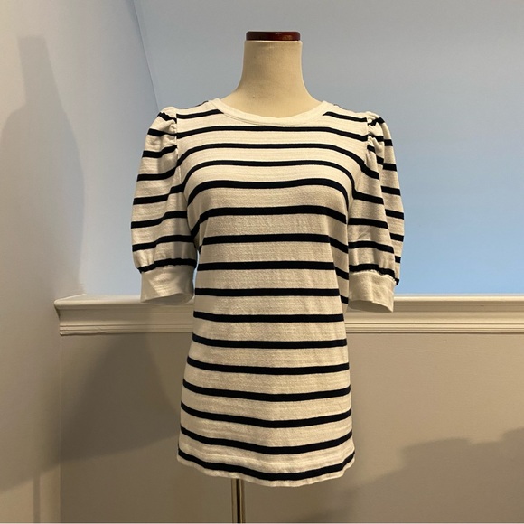 LOFT Puff Sleeve Striped Sweatshirt - Picture 3 of 6